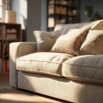 Canapé IKEA moderne avec rangement caché dans un salon lumineux