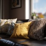 Image d'un canapé modulaire IKEA dans un séjour intime avec des éléments de décoration et une lumière douce.
