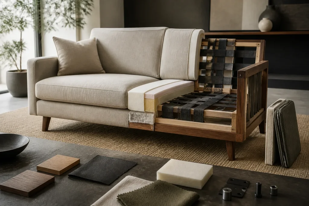Canapé design deux places : quels matériaux justifient vraiment le prix ?