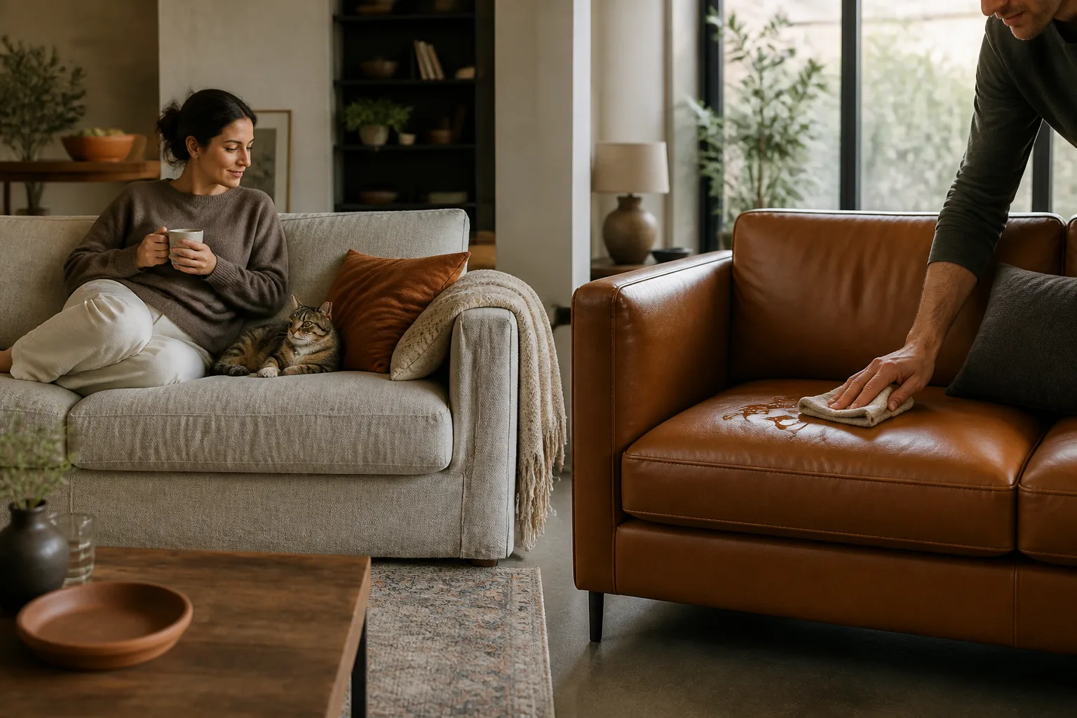 Canapé en tissu ou en cuir : lequel résiste le mieux aux usages répétés ?