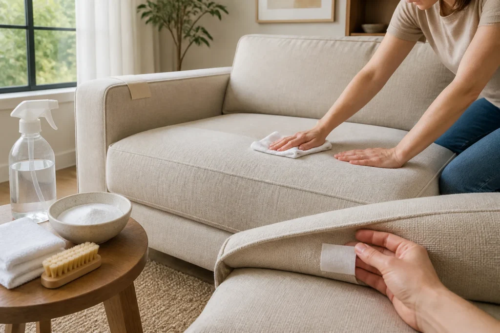 Comment nettoyer un canapé en tissu sans laisser d’auréoles : méthode complète et précautions